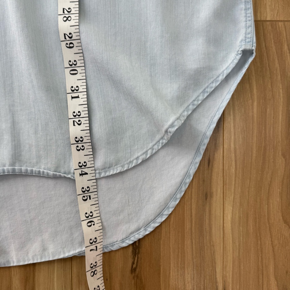 Rails Vintage Wash Chambray Short Sleeve Shirt Dress Lace Up Front Coastal S - Picture 14 of 14